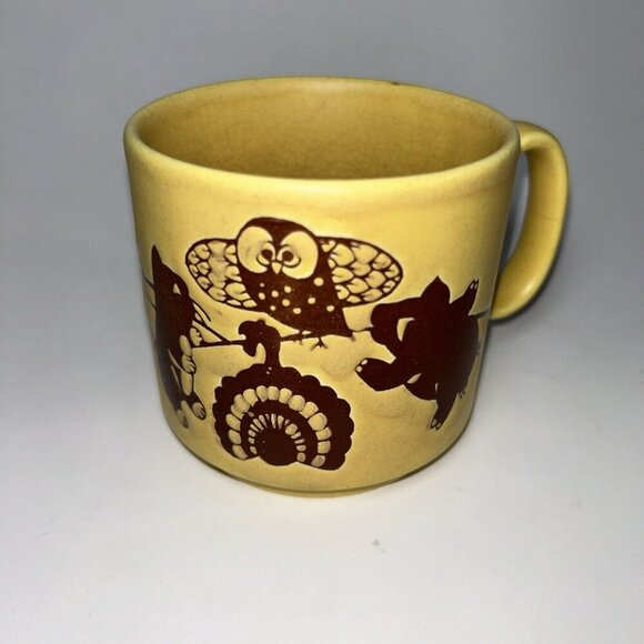 VTG Royal Alma Ironstone PIG OWL KITTY TURKEY COFFEE MUG England - Picture 3 of 7